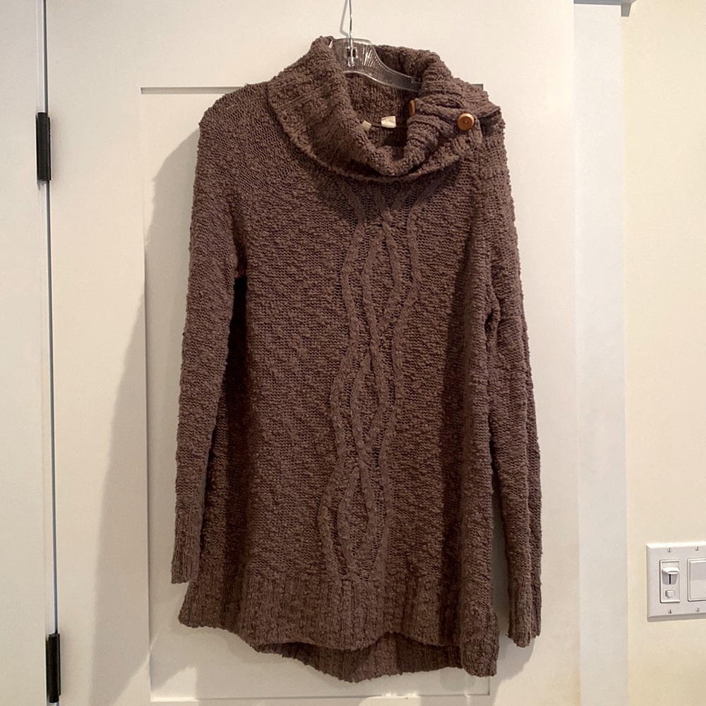 Moth brand cotton knit, cowel neck sweater from Anthropologie.